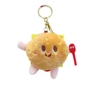 Lindo llavero de hamburguesa de peluche muñeca de dibujos animados colgante regalo