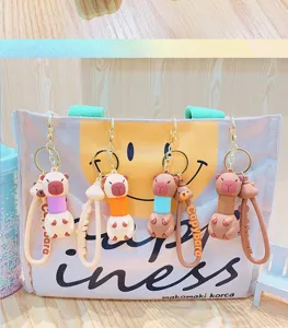 Leuke tekenfilm capybara stretchy nek sleutelhanger grappige decompressie tas charm dier hanger
