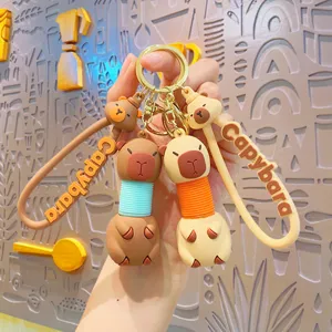 Leuke Capybara Sleutelhanger PVC Telescopische Nek Decompressie Speelgoed Cartoon Dier Tas Hanger