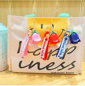 Cute rose flower keychain backpack pendant lovely silicone strap key ring charm gift for women