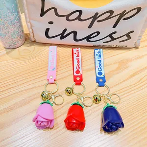 Cute rose flower keychain backpack pendant adorable accessory gift for women and girls