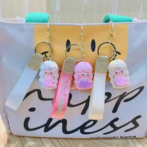 Cute iridescent mermaid princess keychain, lovely cartoon bag charm for backpack accessories