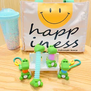 Cute cartoon dinosaur telescopic keychain cute bag pendant cartoon car key chain accessory