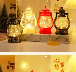 Retro LED oil lantern decorative hurricane lamp with string lights for holiday party home decor