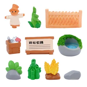 Miniatur Bauernhof Vogelscheuche Harz Figuren Mikro Landschaft Ornamente Karikatur DIY Fee Garten Deko Für Topfpflanzen
