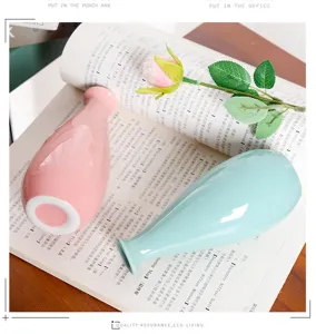 Mini ceramic flower vase for desktop home decor hydroponic plant container set of two