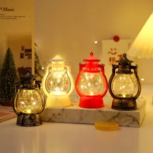 Vintage LED kerosene lantern miniature hurricane lamp decorative night light table ornament for festival