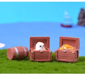Süßer Geist Pirat Mikro Landschaft Miniatur Set, Kunstharz Fass und Kiste für Deko.
