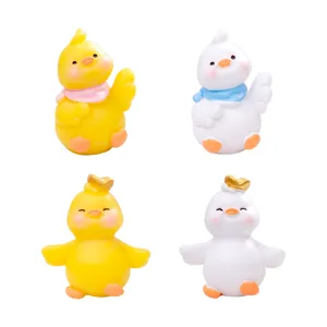 Mignon résine jaune blanc canard figurines ensemble pour micro paysage jardin bureau décor.