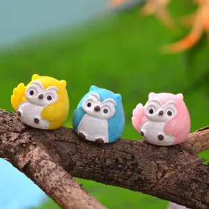 Niedliche Cartoon Eule Harz Miniaturen Set für Sukkulenten Töpfe Moos Mikro Landschaft.