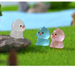 Mini figuras de pollito de resina luminosa para micro paisaje jardin decoracion de escritorio