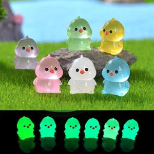 Pollitos de resina luminosos en miniatura micro paisaje jardín adornos juguetes