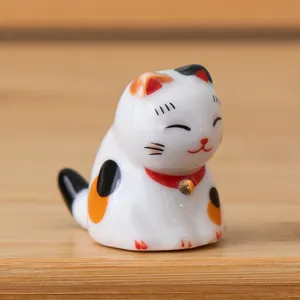 Japanische Keramik Glückskatze Stäbchenhalter niedliche bunte schöne Dekoration Figur.