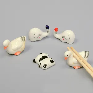 Reposapalillos de Cerámica Lindo Estilo Japonés Panda Elefante Ganso Creativo Vajilla Decoración de Escritorio