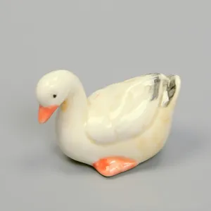 Bonita figura de pato de cerámica soporte para palillos decoración de mesa animal blanca
