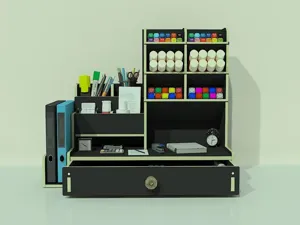 Organisateur de bureau multifonctionnel avec tiroirs et porte stylos pour le travail.