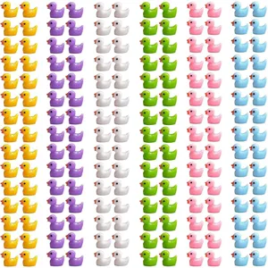 Mini Resin Duck Figurine Cute Animal Statue Candy Colored Micro Landscape Ornament For Desktop DIY Phone Case Decor