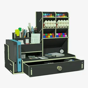 Organisateur de bureau multifonctionnel porte-stylo et boîte de rangement pour papeterie.