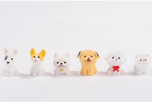 Resin puppy miniature figurines set, cute cartoon animal desktop and car decoration ornaments.
