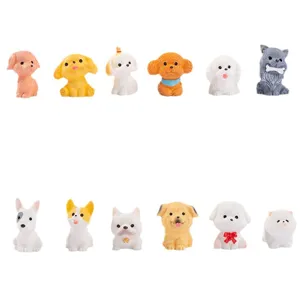 Micro Landscape Resin Dog Figurine Cute Animal Cartoon Puppy Desktop Car Ornament Craft Accessory