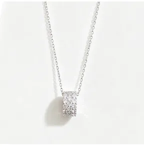 Elegante zirconia cilinder hanger ketting, fijne roestvrijstalen sleutelbeinketting.