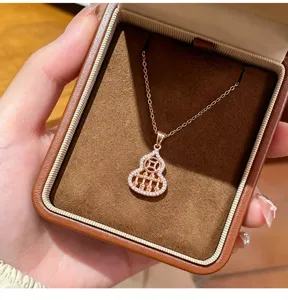 Rose gold hollow gourd abacus pendant necklace for women fashion elegant clavicle chain jewelry