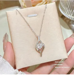 Chic geometric zircon necklace with full diamonds, trendy elegant clavicle chain detail.