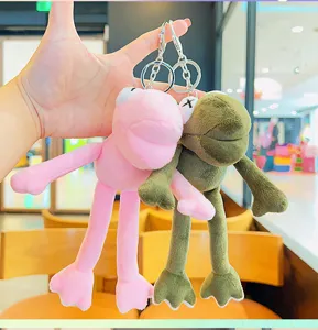 Plush long leg frog keychain cute cartoon doll bag pendant soft toy bag charm accessory