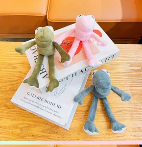 Cute KAWS style long leg frog plush keychain bag charm soft doll pendant toy for backpack