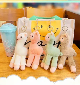 Cute plush alpaca keychain fluffy animal bag charm backpack pendant couple doll ornament