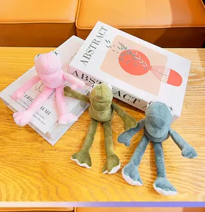 Plush long leg frog keychain cute doll bag pendant cartoon schoolbag toy soft stuffed animal