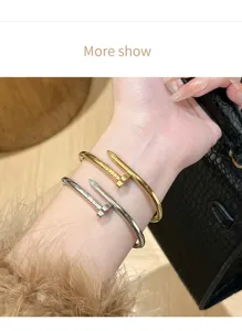 Stainless steel nail shape bangle bracelet set luxury fashion jewelry for women gift daily wear