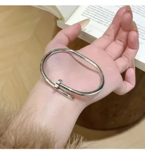 Silver metal nail bracelet fashion bangle trendy minimalist jewelry accessory for women