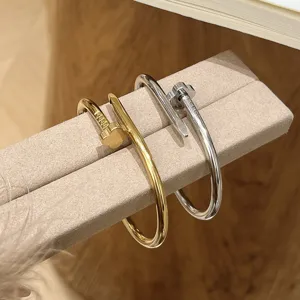 Stainless steel nail design fashion bracelet gold silver double color chic jewelry accessories