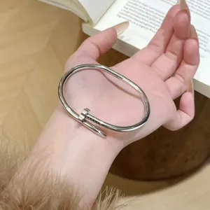 Silver nail shape titanium steel bangle bracelet fashion jewelry for women daily wear