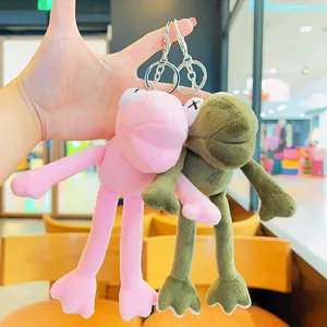 Cute Plush Long Legs Frog Keychain Pendant Cartoon Animal Bag Charm Soft Toy Key Ring For Backpack Decoration Everyday Gift