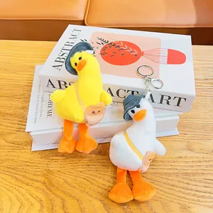 Cute plush duck keychain soft toy bag pendant with mini backpack and hat for sweet gifts