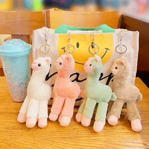 Cute plush alpaca keychain bag pendant backpack fluffy doll couple toy accessory