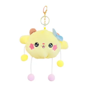 Llavero de muñeca de peluche lindo con pompón esponjoso para bonita mochila escolar