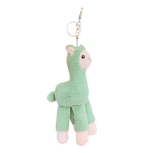 Cute plush alpaca keychain bag charm fluffy stuffed animal pendant for backpack purse accessories