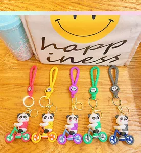 Cute panda bicycle keychain backpack pendant multi-color accessory cute gift for students