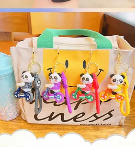Cute panda keychain bag charm, ideal student gift and stylish backpack accessory pendant.