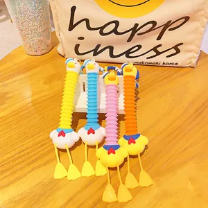 Cute stretch duck keychain sailor design backpack pendant PVC toy key ring 4pcs set