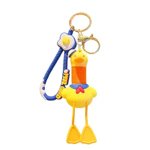 Creative sailor telescopic duck keychain backpack pendant cute PVC key ring accessory