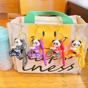 Cute panda bicycle keychain backpack pendant lovely student gift accessory key holder