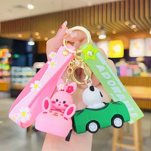 Portachiavi con Macchinina a Retrocarica Cartone Animato Animale Coniglio Panda Maiale Ciondolo per Zaino Regalo per Bambini