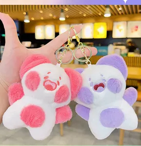 Simpatico gatto di peluche portachiavi borsa fascino bambola cartone animato anello chiave