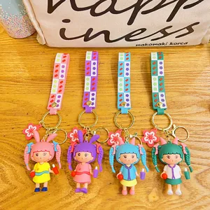Niedliche Cartoon geflochtene Mädchen Schlüsselanhänger, stilvolle Taschen Anhänger Geschenke.