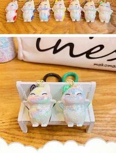 Gegalvaniseerde gelukkige kat sleutelhanger schattige kleurrijke glimmende tas hanger cadeau leuk
