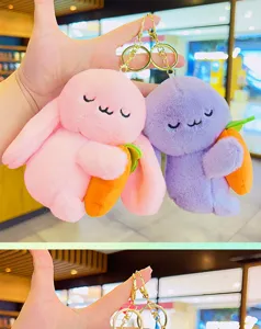 Schattige pluche konijn wortel sleutelhanger, zachte pop tas hanger voor cadeau.
